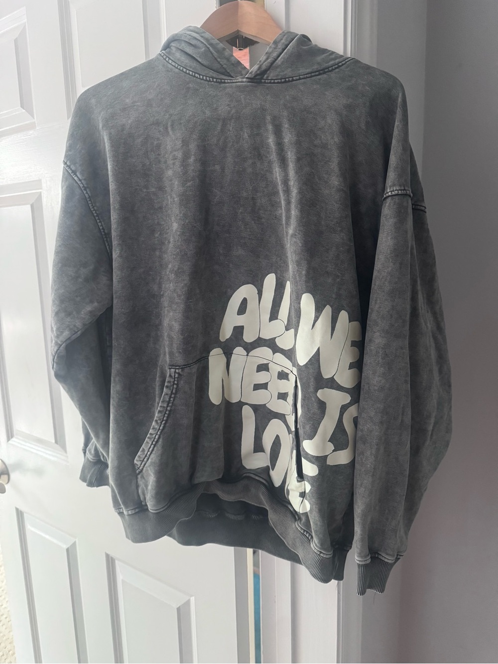 SHEIN Washed Gray Hoodie with White Graphic